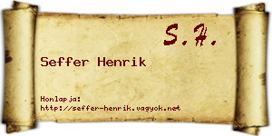 Seffer Henrik névjegykártya